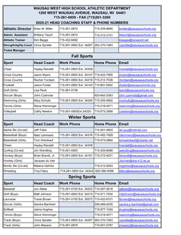 Head Coaches 2020-21.Xlsx