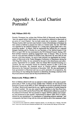 Appendix A: Local Chartist Portraits1