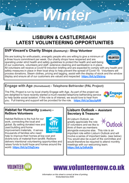 Lisburn & Castlereagh Latest Volunteering Opportunities