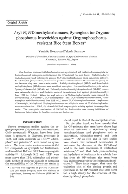 Phosphorus Insecticides Against Organophosphorus- Resistant Rice Stem Borers*