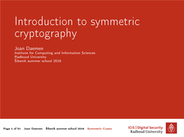 Introduction to Symmetric Cryptography