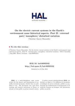 On the Electric Current Systems in the Earth's Environment Some Historical Aspects Part II