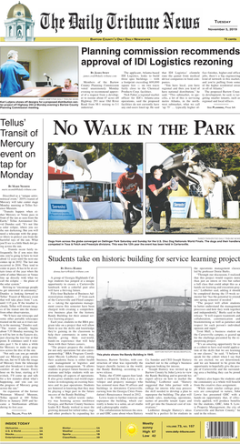 NO WALK in the PARK Mercury Event on Tap for Monday