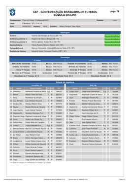 Confederação Brasileira De Futebol Súmula On-Line