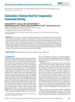 Automotive Antenna Roof for Cooperative Connected Driving