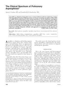 The Clinical Spectrum of Pulmonary Aspergillosis*