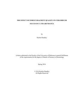 The Effect of Forest Fragment Quality on Cerambycid