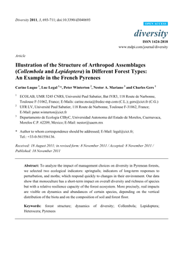 Collembola and Lepidoptera) in Different Forest Types: an Example in the French Pyrenees