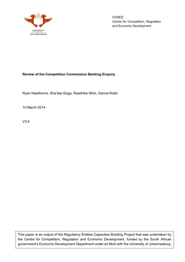 Review of the Competition Commission Banking Enquiry