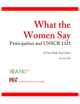 What the Women Say Participation and UNSCR 1325