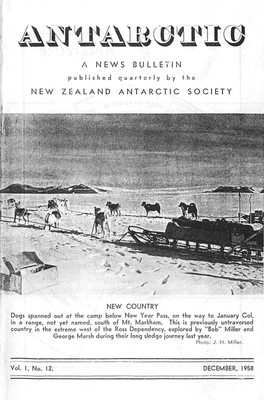 A News Bulletin New Zealand Antarctic Society