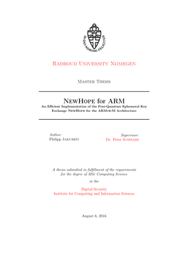 Newhope for ARM an Efficient Implementation of the Post