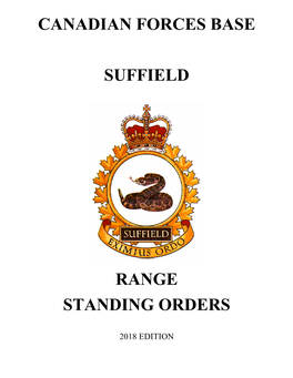 Cfb Suffield Range Standing Orders 2018 Edition