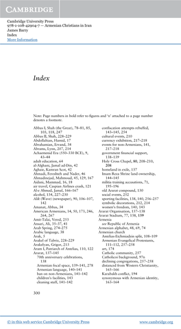 Armenian Christians in Iran James Barry Index More Information