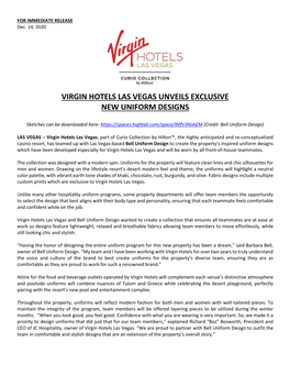 Virgin Hotels Las Vegas Unveils Exclusive New Uniform Designs