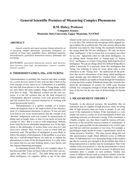 General Scientific Premises of Measuring Complex Phenomena