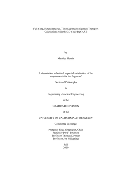 Full Core, Heterogeneous, Time Dependent Neutron Transport Calculations with the 3D Code Decart