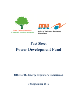 Fact Sheet: Power Development Fund