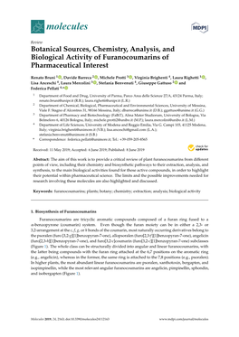 Botanical Sources, Chemistry, Analysis, and Biological Activity of Furanocoumarins of Pharmaceutical Interest