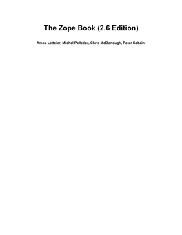 The Zope Book (2.6 Edition)