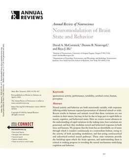 Neuromodulation of Brain State and Behavior