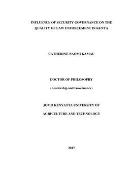 Influence of Security Governance on the Quality of Law Enforcement in Kenya