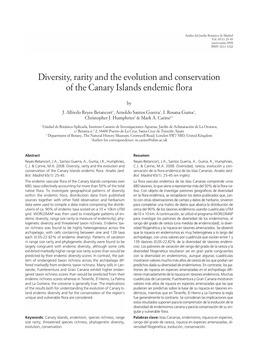 Diversity, Rarity and the Evolution and Conservation of the Canary Islands Endemic Flora