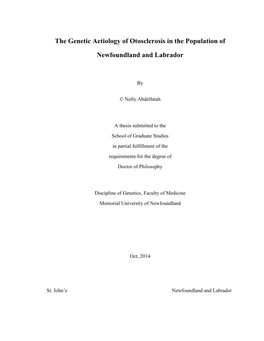 The Genetic Aetiology of Otosclerosis in the Population of Newfoundland and Labrador