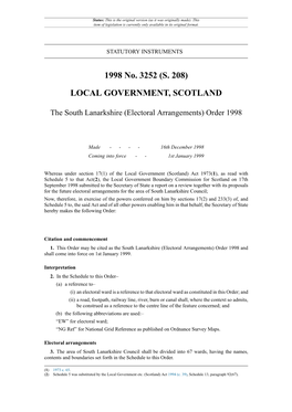 The South Lanarkshire (Electoral Arrangements) Order 1998