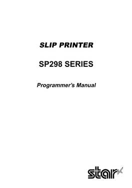 Programmer's Manual SP298 SERIES