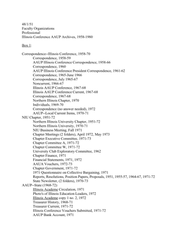 48/1/51 Faculty Organizations Professional Illinois Conference AAUP Archives, 1958-1980