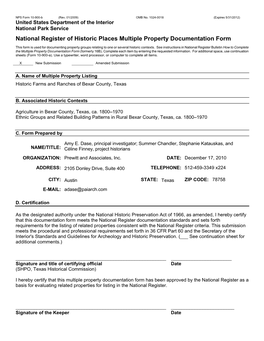 National Register of Historic Places Multiple Property Documentation Form