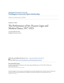 The Performance of Art: Picasso, Léger, and Modern Dance, 1917