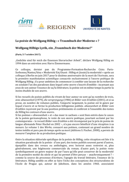 La Poésie De Wolfgang Hilbig : « Traumbuch Der Moderne » ?