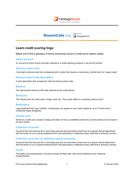 Learn Credit Scoring Lingo