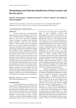 Morphological and Molecular Identification of Some Lactarius and Russula Species