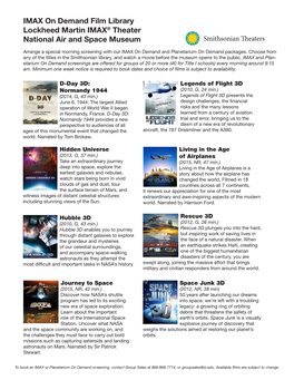 IMAX on Demand Film Library Lockheed Martin IMAX® Theater National Air and Space Museum Smithsonian Eaters