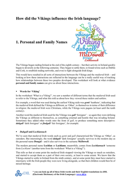 How Did the Vikings Influence the Irish Language? 1. Personal and Family