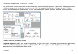 Traditional and Nosql Database Models