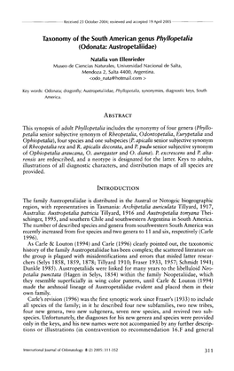 Taxonomy of the South American Genus Phyllopetalia (Odonata: Austropetaliidae)