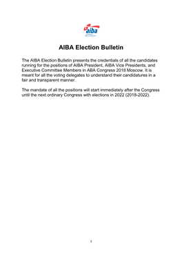 AIBA Election Bulletin