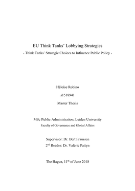 EU Think Tanks' Lobbying Strategies