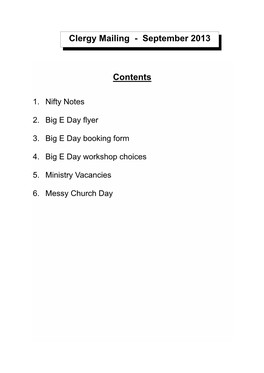 Mailing Contents Page