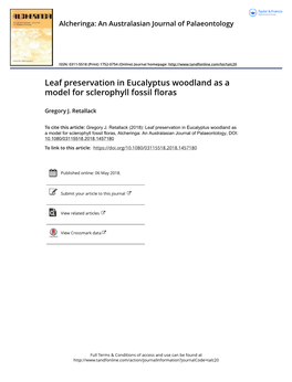 Leaf Preservation in Eucalyptus Woodland As a Model for Sclerophyll Fossil Floras