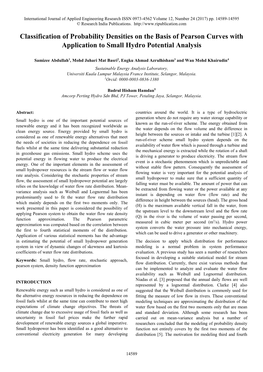 Classification of Probability Densities on the Basis of Pearson Curves with Application to Small Hydro Potential Analysis