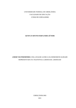 Universidade Federal De Uberlândia Faculdade De Educação Curso De Jornalismo