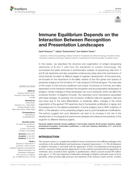 Immune Equilibrium Depends on the Interaction Between Recognition and Presentation Landscapes