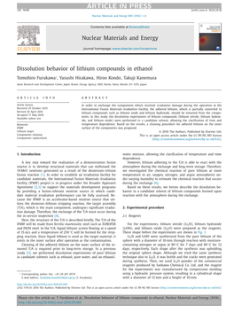 Dissolution Behavior of Lithium Compounds in Ethanol