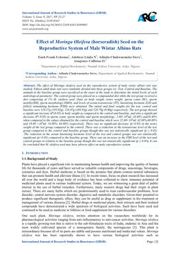 Seed on the Reproductive System of Male Wistar Albino Rats