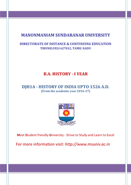 Manonmaniam Sundaranar University B.A. History